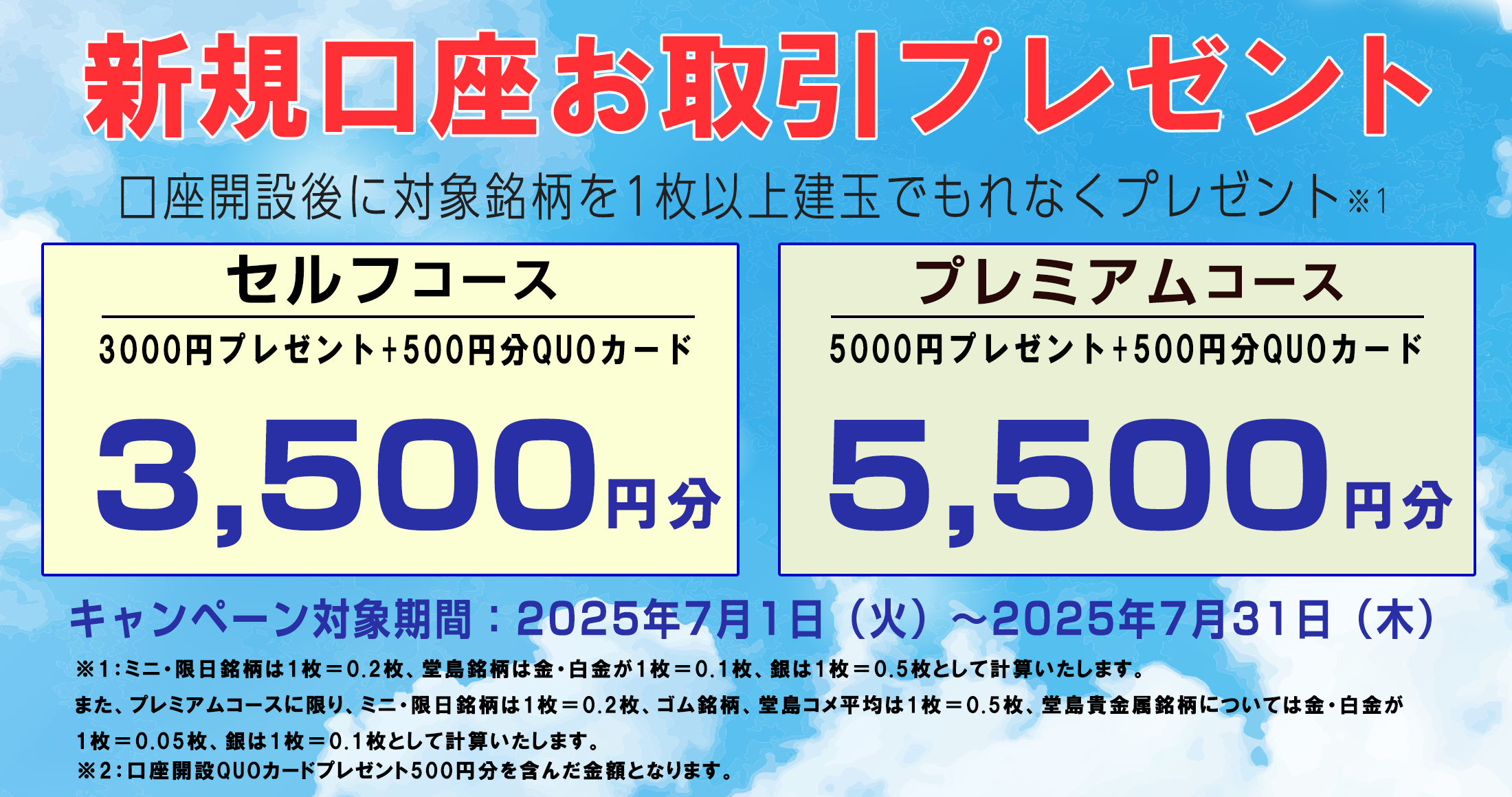 新規口座お取引プレゼント