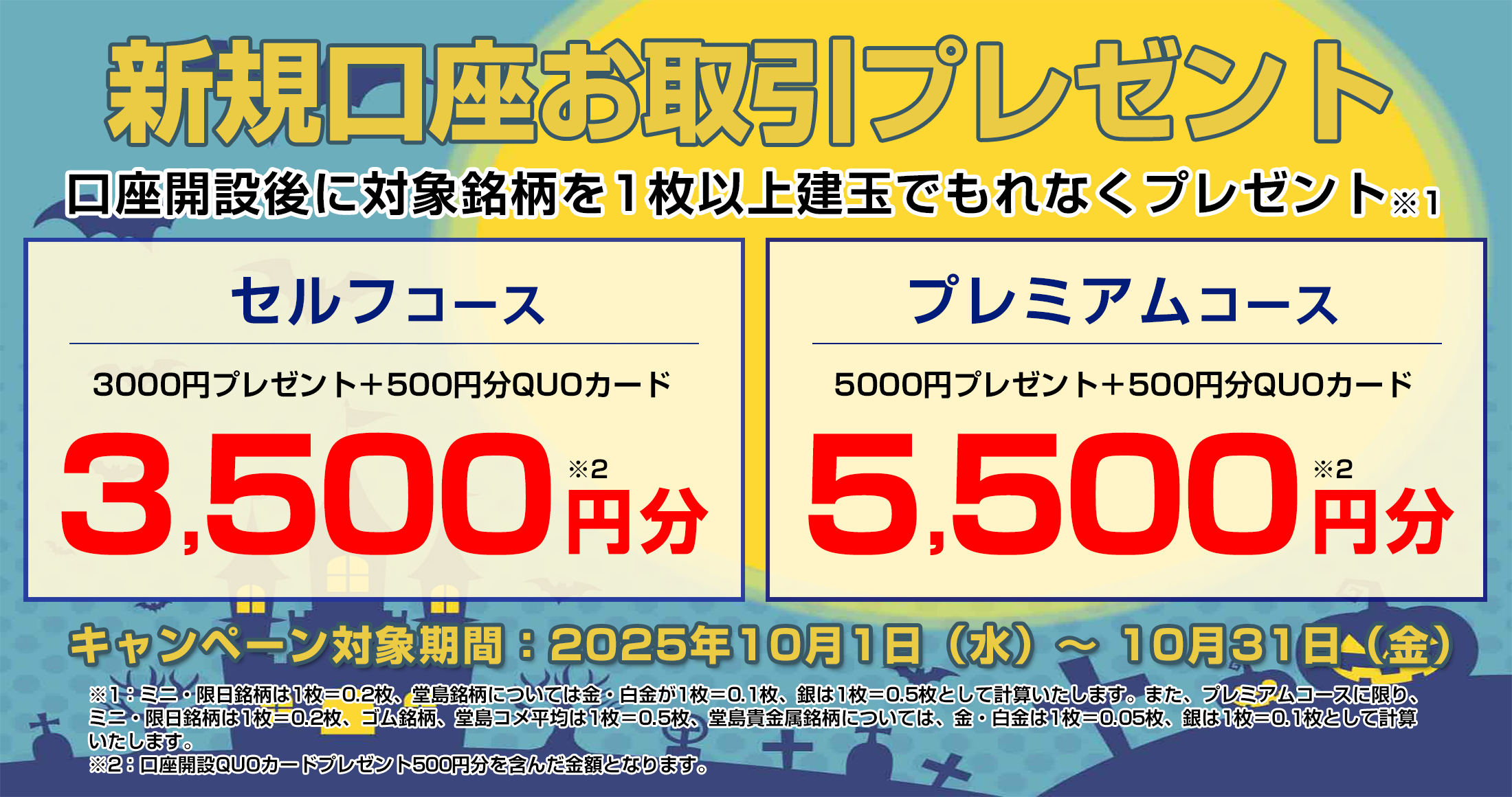 新規口座お取引プレゼント