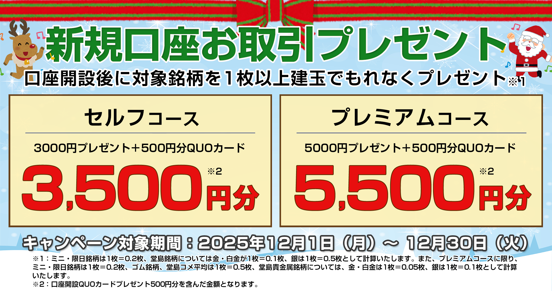 新規口座お取引プレゼント
