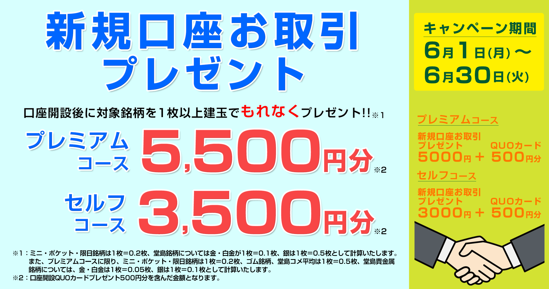 新規口座お取引プレゼント
